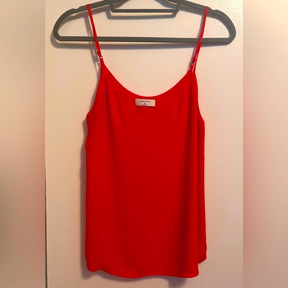 Babaton Silk 100% XS Red Tank Top Chiffon